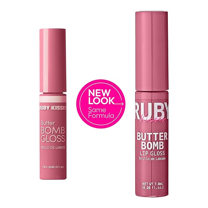 Ruby Kisses Lip Gloss Butter Bomb Gloss Non-Sticky Lip Gloss Vitamin E Natural Nude Lip Makeup - 7.8mL (0.26 US fl.oz) (Sublime)
