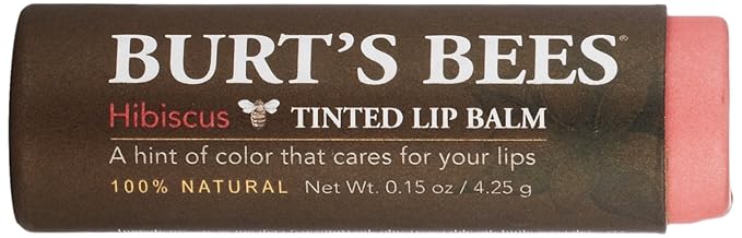 Burt's Bees 100% Natural Tinted Lip Balm, Hibiscus with Shea Butter & Botanical Waxes – 1 Tube
