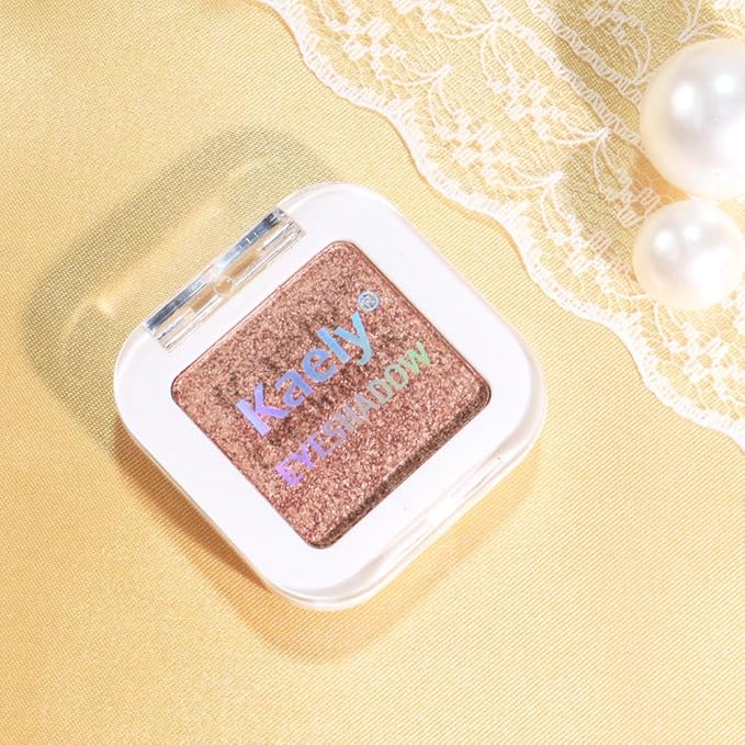 Kaely Pressed Single Eyeshadow Makeup, Amber Rush Shimmer Highly Pigmented Monochrome Eye Shadow Palette, Waterproof Neutral Powde Mini Eyeshadow, sombras para ojos, Lightweight Blendable, 21