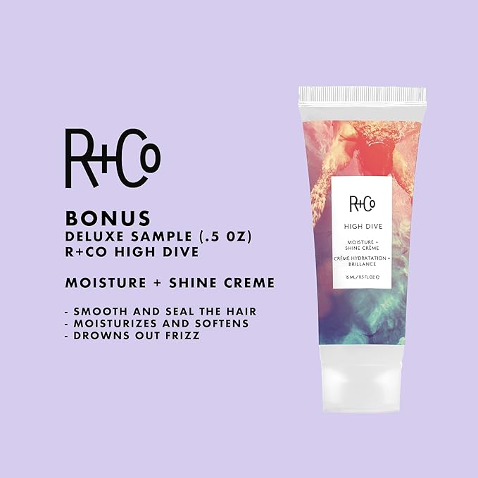 R+Co High Dive Moisture and Shine Crème (5 Oz) + Bonus Travel Size (.5 Oz) | Deep Hydration + Softens + Eliminates Frizz | Vegan + Cruelty-Free | Set of 2