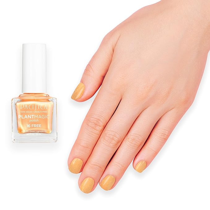 Pacifica Natural Nail Polish – Plant Magic Orange Nail Polish - Plant Based, Non-Toxic & Clinically Tested - Lasting Colors, Glossy, Chip-Resistant, Clean Beauty, Dermatologist Approved, Tangerine Pop