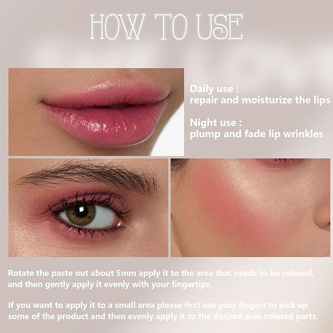 Color Changing Blush Stick,Jelly Tint Stain Clear PH with Brush