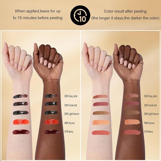 KISSIO Lip Stain Set,Peel Off Lip Liner Stain and Lip Care Oil,Transfer Proof,Long Lasting and Waterproof Lip Tint,Matte Finish,Lip Combo,06 Inlove