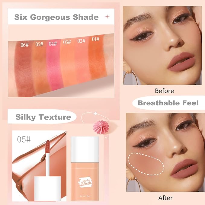 Liquid Blush Makeup, Liquid Blush for Cheeks, Cream Oz (05#)