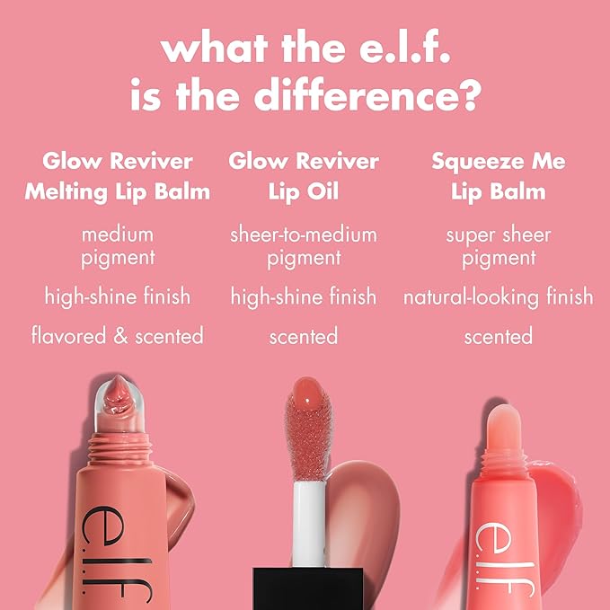 e.l.f. Glow Reviver Melting Lip Balm, Hydrating Tinted Lip Balm For A Glossy Finish & Soft, Supple Lips, Vegan & Cruelty-Free, Yummy Gummy