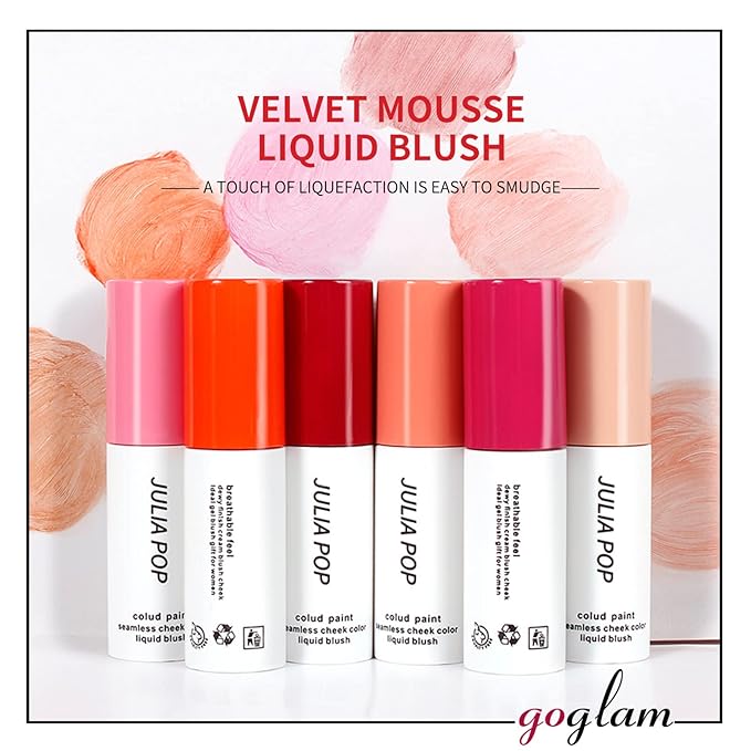 AKARY Velvet Mousse Liquid Blush Makeup for Cheeks, (03 Peach)