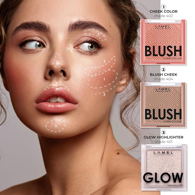 Blush Cheek Rouge Color Mini - Blendable Natural Blush Powder - Enhances & Defines Shapes & Features - Shading & Contouring Powder - 4 Universal Shades - 402 (Rouge) - 3.8g / 0.13 oz