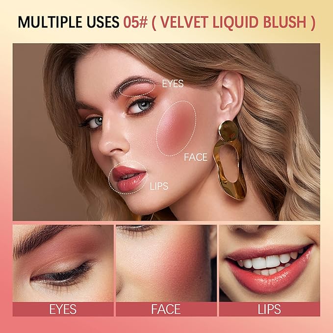Liquid Blush, Soft Cream Liquid Blush for Cheeks, Wear (04#)