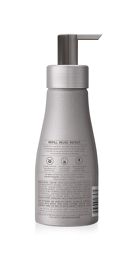 Method Foaming Hand Wash, Violet + Lavender, Reusable Silver Aluminum Bottle, Biodegradable Formula, 10 oz (Pack of 3)