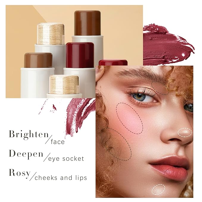 3 Colors Highlilghter Contour Blush Sticks Creamy Sticks All Skin 1 L