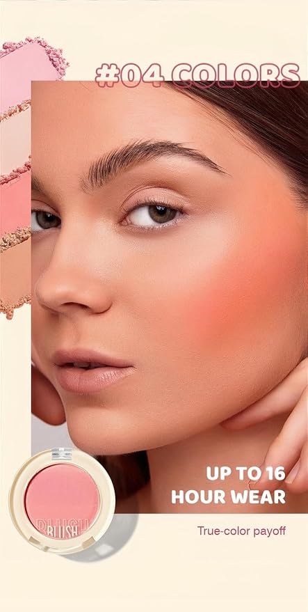 Shiny Blush 12 Color Cream High-Pigmented Buildable Face Blush Long-Lasting Natural Look Face Blush for Cheeks (Color 02)