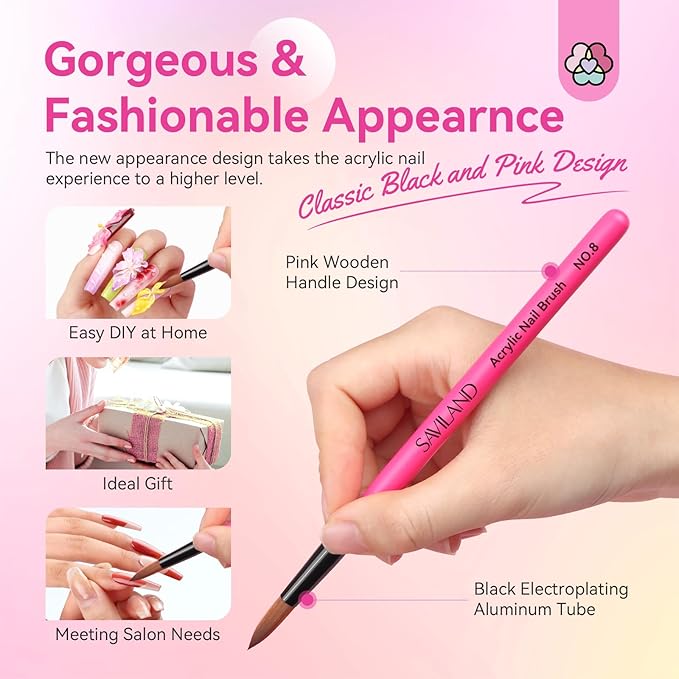 SAVILAND Acrylic Nail Brushes Set: