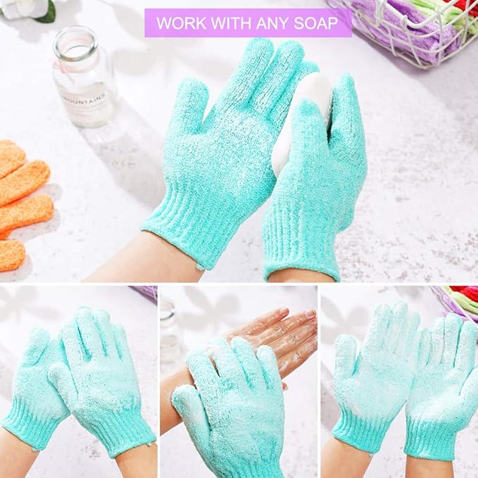 24 pcs exfoliating shower gloves,double