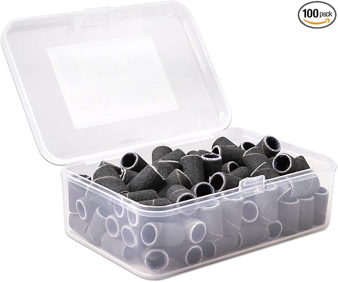 PANA 100 Pieces Nail Sanding Bands Professional Nail Manicure Great Fit for Nail Drill Bits for Acrylic Nails (240 Grit, Black)