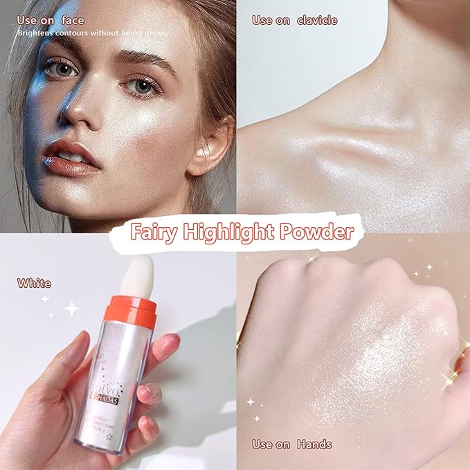 Polvo De Hadas Highlighter Powder Stick Body Shimmer White Moonbeam