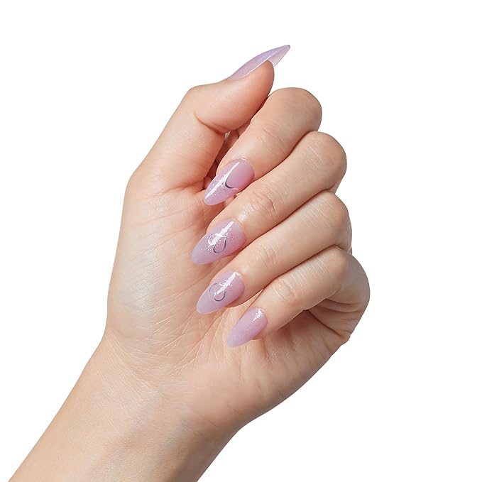 KISS Gel Fantasy, Press-On Nails, Nail glue included, 'One Day Jelly', Light Purple, Medium Size, Almond Shape, Includes 28 Nails, 2G Glue, 1 Manicure Stick, 1 Mini File