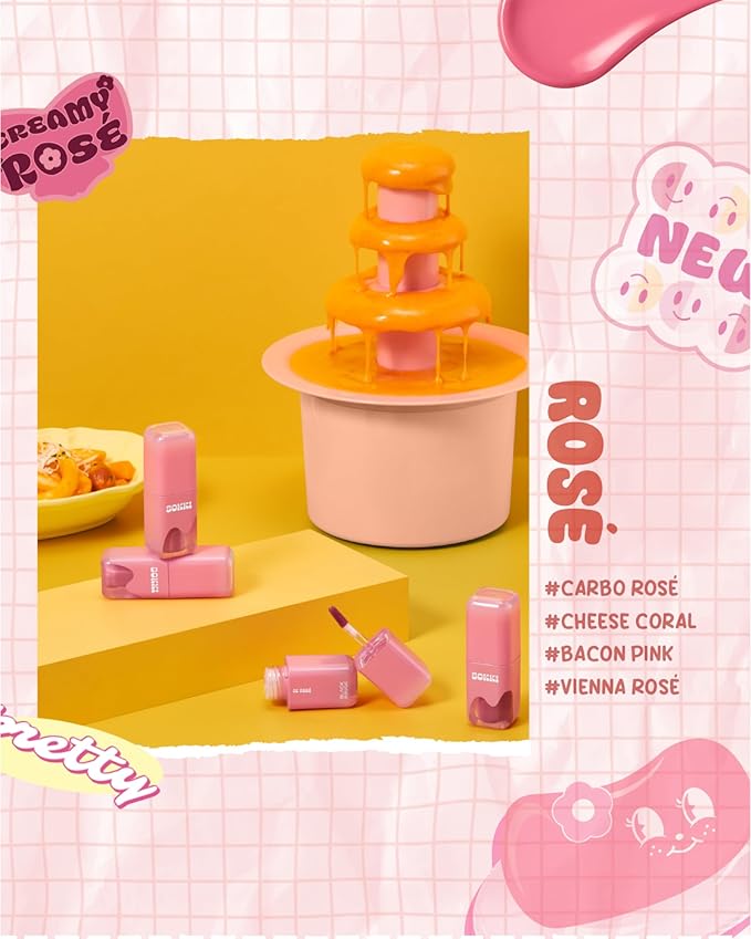 Glow Bokki Glossy Lip Tint, Korean Beauty (GB06 Cheese Coral, 4.1 grams)