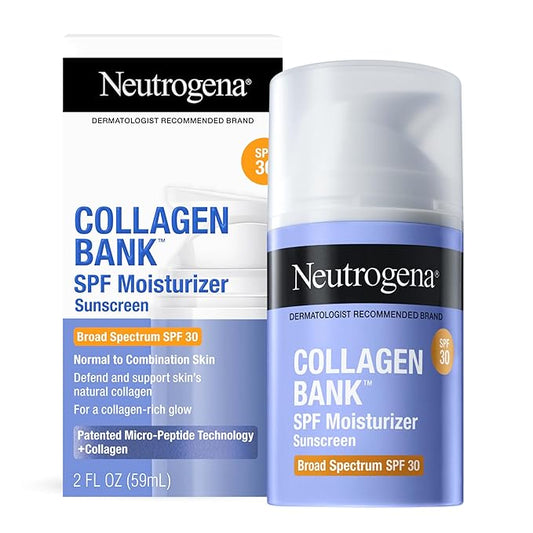 Neutrogena Collagen Bank Face Moisturizer with SPF 30 Sunscreen, Daily Anti-Aging Face & Neck Collagen Cream with Micro-Peptides and SPF, 2 fl. Oz & Trial Size Hydro Boost Facial Cleanser, 0.5oz