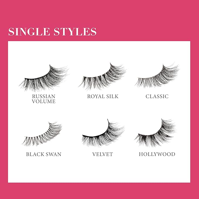 KISS Lash Couture LuXtensions Collection False Eyelashes, Flat Lash Technology, Super Slim Lash Band, Real Lash Extension Fibers, Reusable, Contact Lens Friendly Strip Lashes, Style Royal Silk, 1 Pair