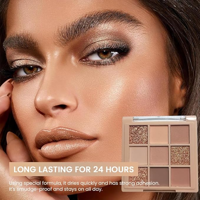 Eyeshadow Palette Makeup- 9 Colors Naked Eyeshadow Palette Matte Shimmer Korean Natural Eye Shadow palettes Highly Pigmented Naturing-Looking Long Lasting (#01)