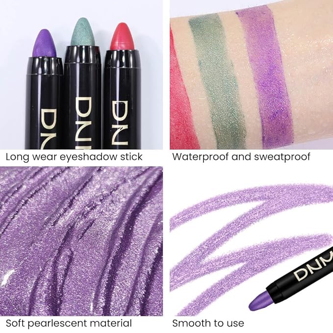 Kaely 2Pcs Cream Eyeshadow Sticks Set for Eyes Waterproof,Purple Shimmer Eye shadow Stick Pencil Pen Bulk sombras en crema para ojos 33+33