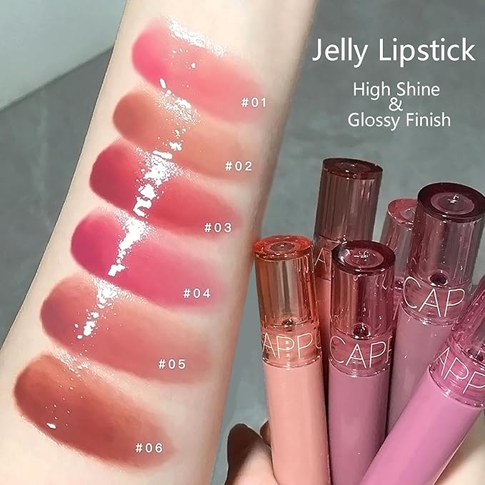 6 Colors Glasting Color Gloss, Lip-Plumping, Glossy, Natural Glasting