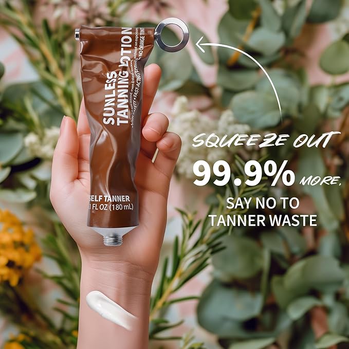 Self Tanning Lotion, Tube Squeezer Reusable for Easy Use, Body Hydrating Self Tanning Cream, Streak-Free, Fake Tan & Quick Tan for Natural-Looking Bronzer Glow for Women & Men