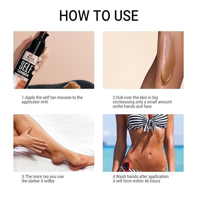 Self Tanner Tanning Lotion - Self Tanning Lotion for Body - Clean with Natural and Organic Ingredients Sunless Tanning Lotion Self Tanner For Fake Tan & Quick Tan, Medium to Dark