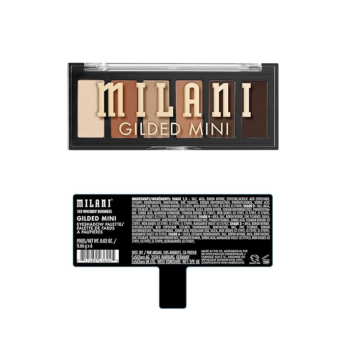 Milani Gilded Mini Eyeshadow Palette with 6 Matte & Shimmer Hues - Whiskey Business