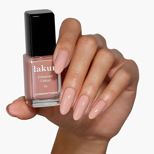 LONDONTOWN lakur Nail Polish - Chip-Resistant, Non-Toxic, Conditions & Hydrates Nails | Glossy Neutral Rose Latte Creme, 0.40 fl oz