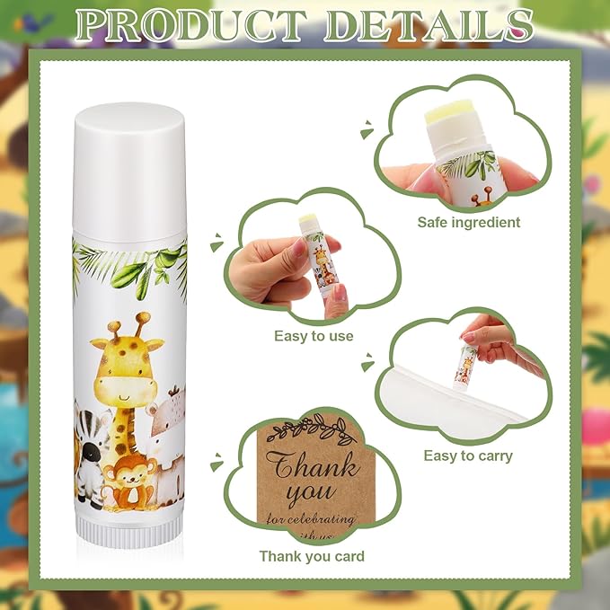 Fumete 50 Pack Jungle Animal Baby Classroom