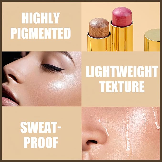 MIELIKKI Cream Highlighter Stick, Contour Stick Makeup, Shades Highlight #02