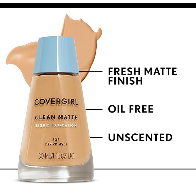 COVERGIRL, Clean Matte Liquid Foundation, Ivory 505, , may vary) 1 oz