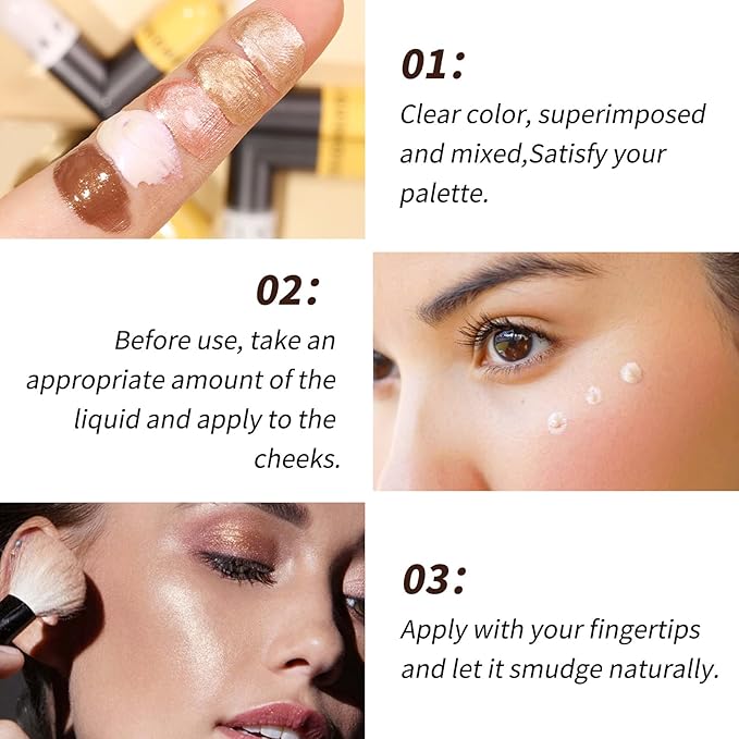 AKARY Liquid Highlighter Makeup for Face Body, Contour Warm Brown)