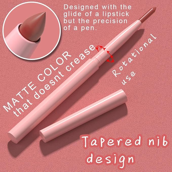 evpct 3Pcs Retractable Lip Liner Pencils Set Pack for Shaping & Sculpting Lips, Nude Pink Orange Coffee Taupe Dark Brown Creamy Matte Velvet Pigmented Lip Liner lipliners Crayon Lipstick,03 + 04 + 05