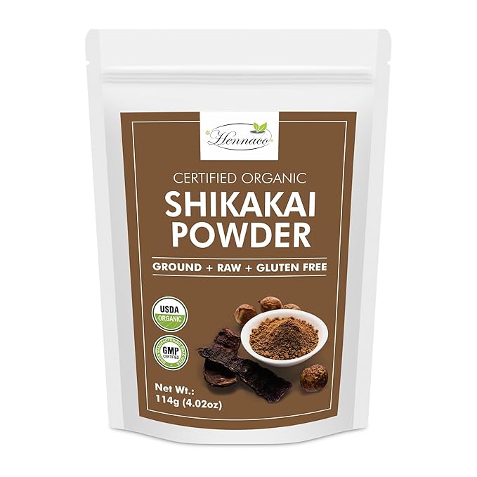 hennaco Organic Shikakai Powder| Acacia concinna Powder| Natural (4 OZ) 114 G