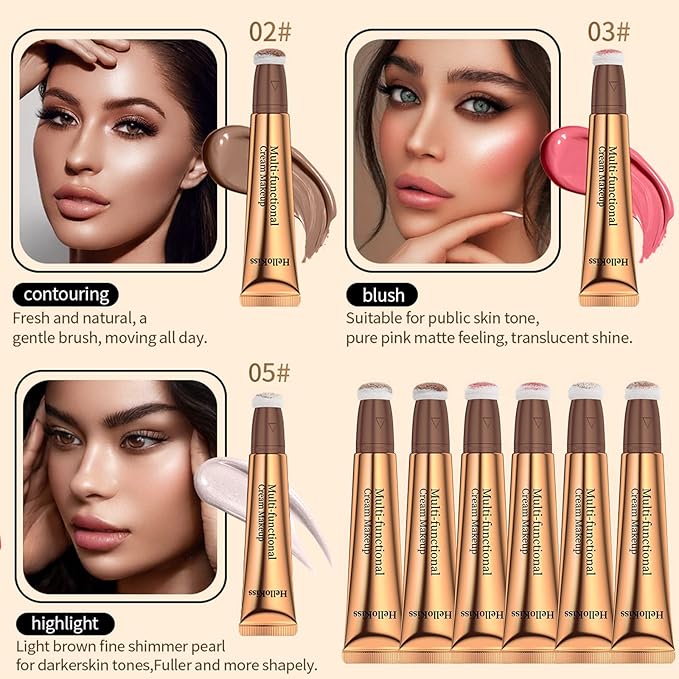 Liquid Contour Beauty Wand, Cream Highlighter Makeup Stick,Smooth Stick, Cruelty-free(02+05)