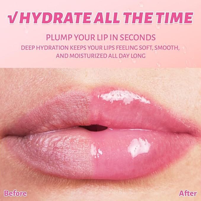 UCANBE 3 Color Hydrating Lip Glow Oil - Natural Plumping Lip Oil (Clear/Cinnamon/Cherry), Luxurious Non-Sticky Mositurizing Lip Top Gloss for All-Day Wear and Comfort…