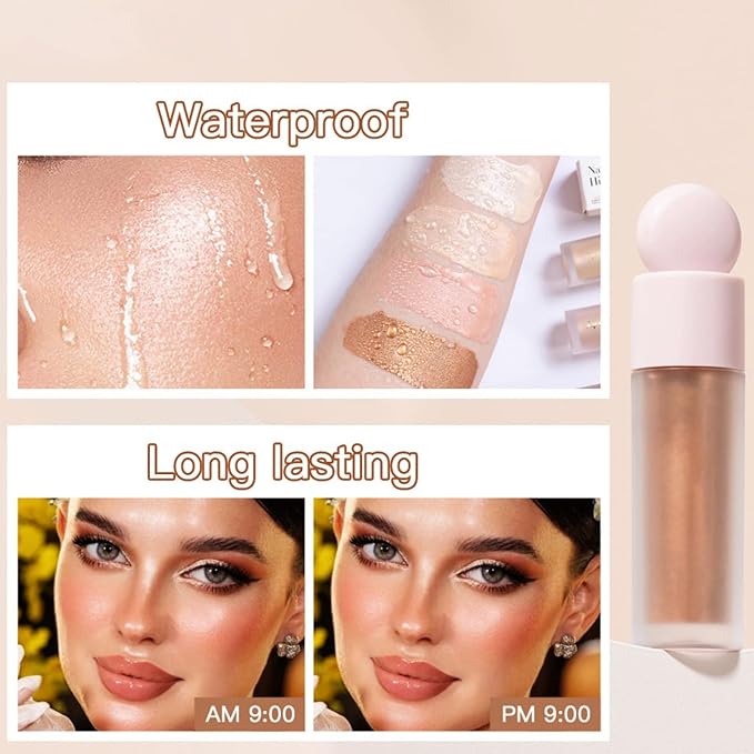 Liquid Highlighter Natural Glow For Face & Body, (#4 Candlelight)