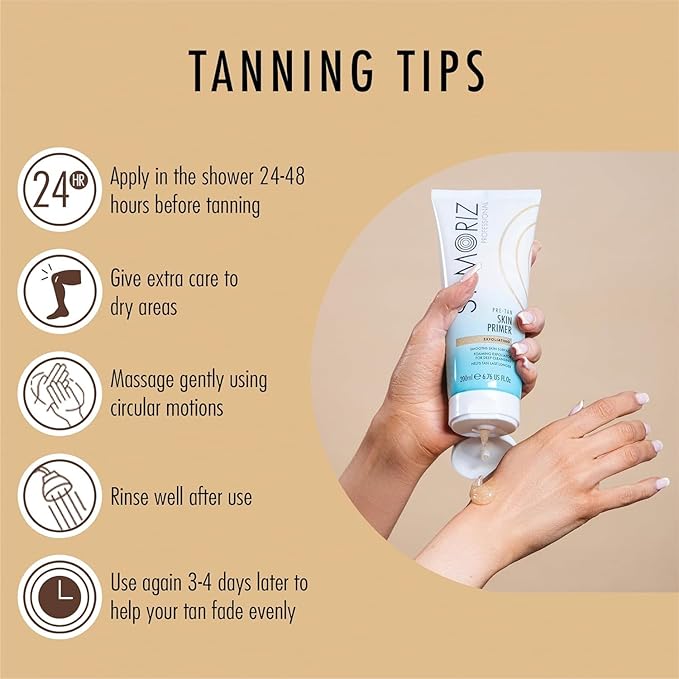 St Moriz Pre-Tan Skin Primer for Self Tanner- Exfoliating Fake Tan Primer - Preps & Primes Skin for Long-Lasting Tan - Deep Cleansing Foaming Exfoliator for Self Tan (6.76 fl oz)
