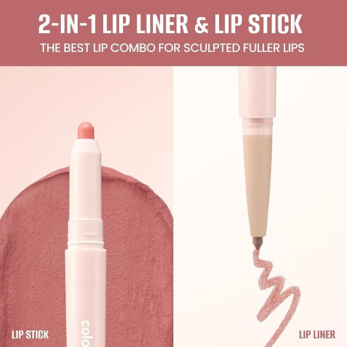 COLORGRAM All In One Over-Lip Maker 01 Warm Peach | Versatile Lip Liner & Contour with Natural Shades, Matte finish, Bigger and Fuller Lips, Plumping effect, Smooth creamy texture