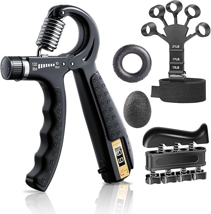Grip Strength Trainer Kit with Finger Exerciser (5 Pack)