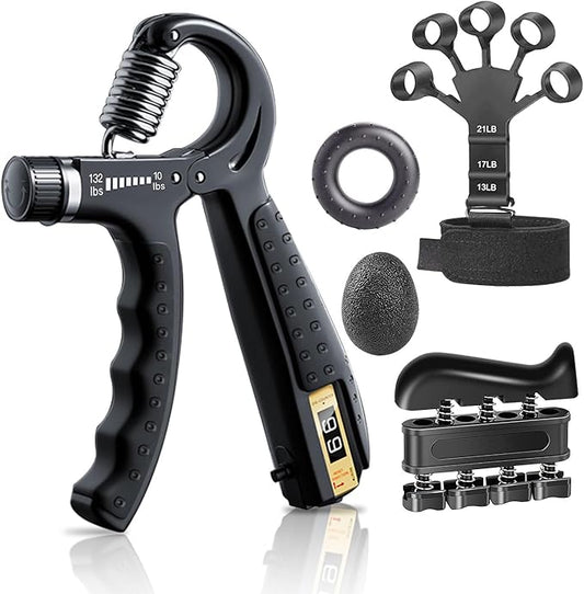 Grip Strength Trainer Kit with Finger Exerciser (5 Pack)