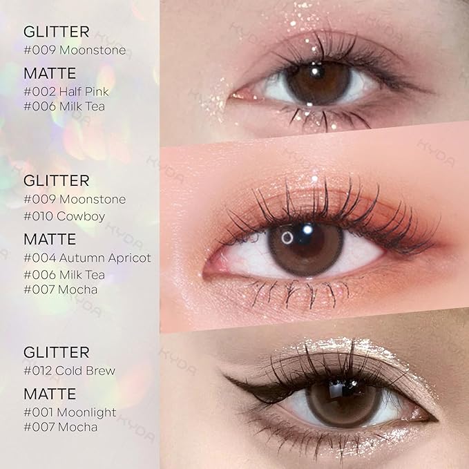 KYDA Single Glitter Eyeshadow, Pale Champagne Sheer Glow Eyeshadow, Ultra-fine Lightweight Powder, Multiuse Blendable Formula, Daily Glossy Eyes Makeup, Weaving Maid