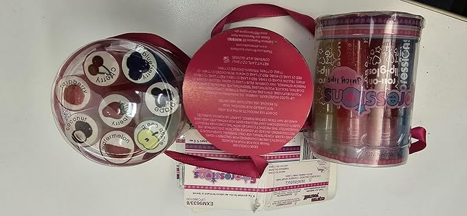 Expressions 8pc Roller-Ball Glitter Lip Gloss Set, 8 Assorted Fruit Flavored Roll On Rollerball Lip Gloss for Kids, Safe, Non Toxic Kids Makeup Set