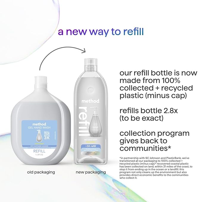 Method Gel Hand Soap, Refill, Sweet Water, 34 oz (Packaging May Vary)