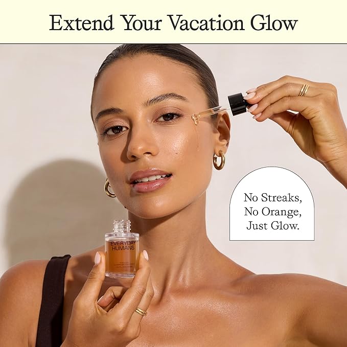 Sun Blush Glowing Self Tanning Drops Australian Made 1.0 fl.oz | Sun-Kissed, Natural Face & Body Gradual Self Tanner with Peptides | Fragrance Free | Everyday Humans