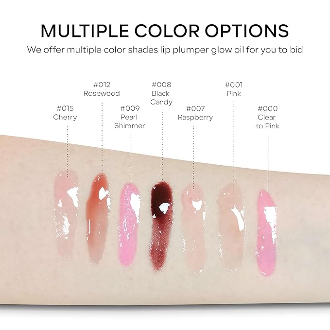 Hydrating Lip Glow Oil, Plumping Moisturizing Lip Oil Gloss, Smooth Lip Lines Plump Lip,Transparent Plumping Clear Glossy Tinted Balm Care 0.2Fl oz #Black Candy