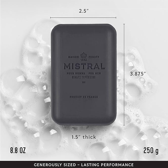 Mistral Bar Soap, Black Amber, Large Bar