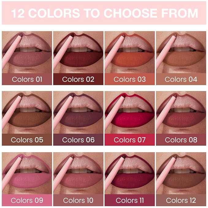 evpct Brown Matte Creamy Retractable Lip Liner Pencils for Shaping & Sculpting Lips, Lip Pencils for Women Long Lasting Waterproof Rich Lip Colors Liner Crayon Lipstick delineador de labios 05